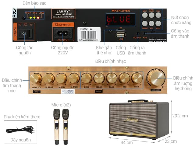 So sánh giá Loa karaoke xách tay Jammy N2070K 350W rẻ nhất? - Ảnh 9