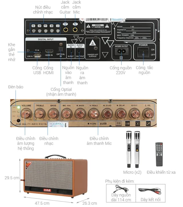 So sánh giá Loa karaoke xách tay Mobell MK-4960A 100W rẻ nhất? - Ảnh 6