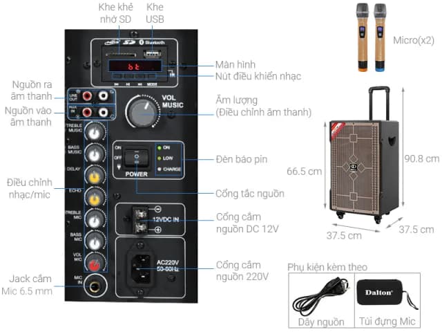 So sánh giá Loa kéo karaoke Dalton TS-12G350N 350W rẻ nhất? - Ảnh 7