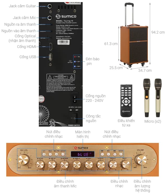 So sánh giá Loa kéo Sumico Touring 10 200W rẻ nhất? - Ảnh 9