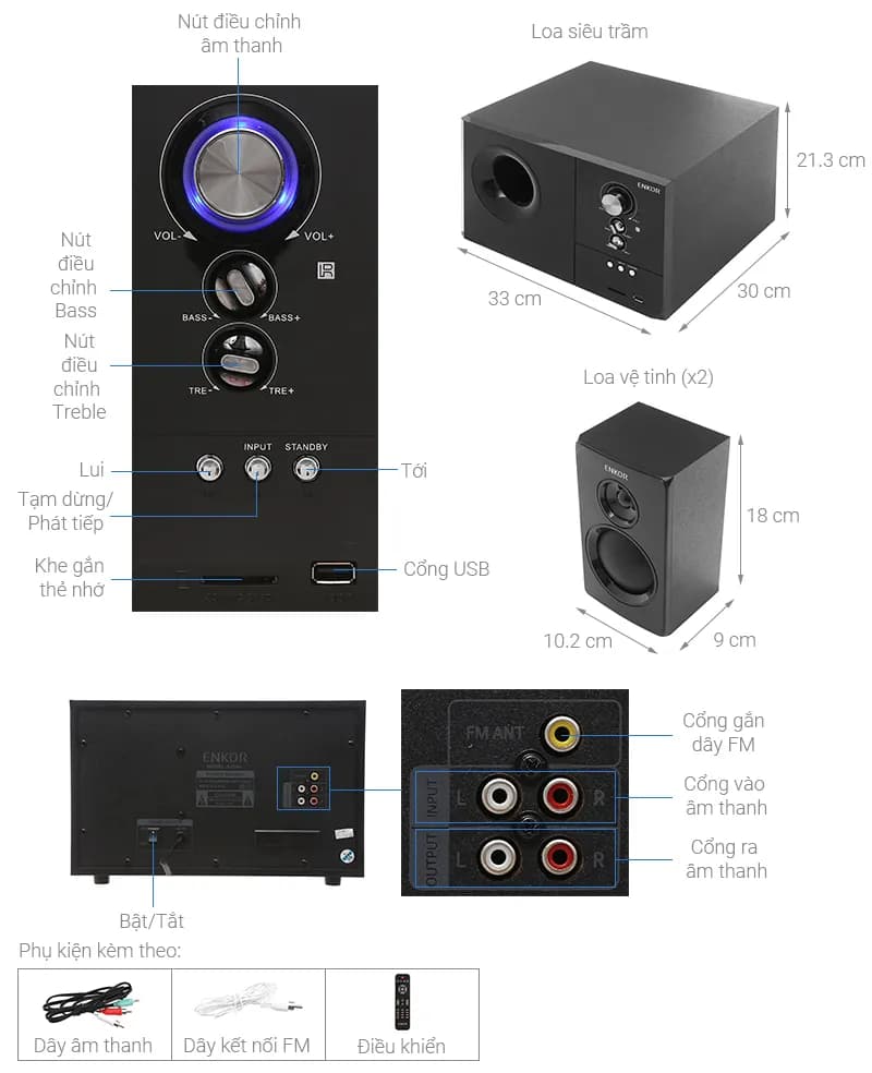 Loa vi tính Bluetooth Enkor S2880 Đen - Giá rẻ nhất hôm nay - Ảnh 5