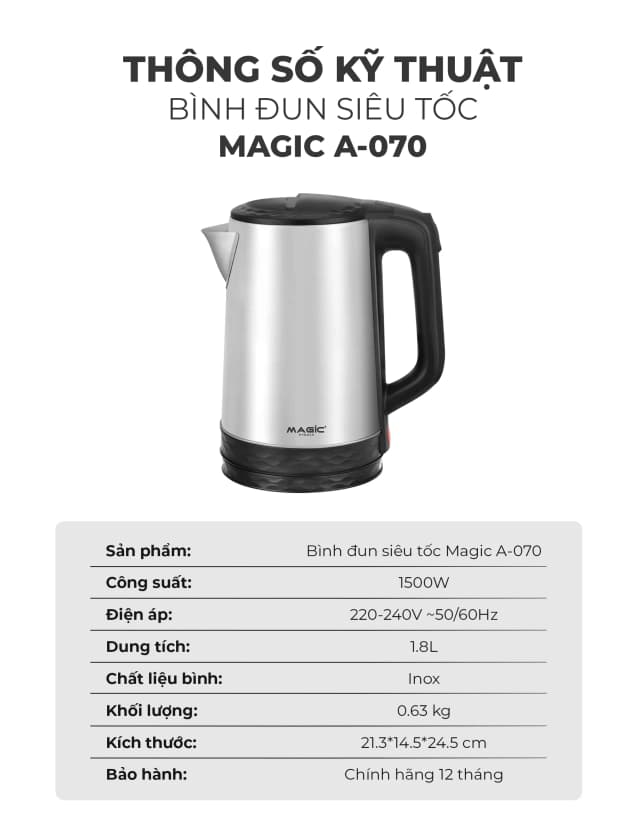 Top 1 so sánh giá Bình đun siêu tốc Magic 1.8 lít A-072 - Tìm sản phẩm giá rẻ nhất - Ảnh 14