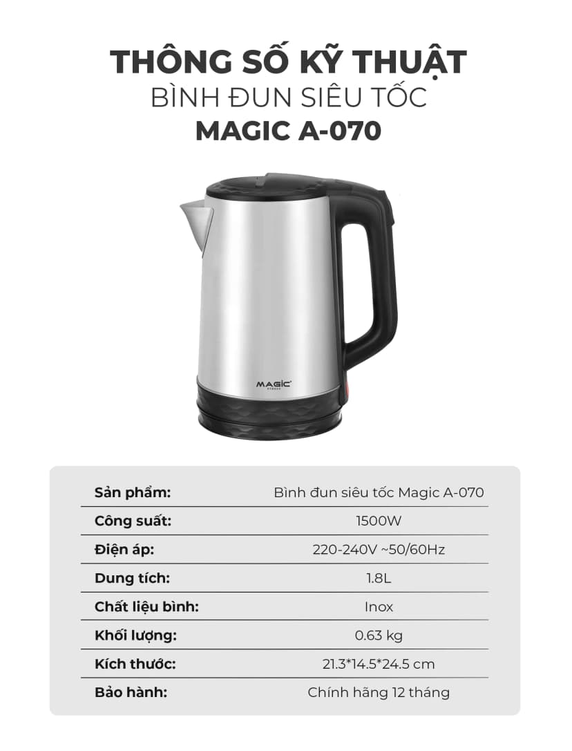So sánh giá Bình đun siêu tốc Magic 1.8 lít A-072 - Tìm sản phẩm giá rẻ nhất - Ảnh 14