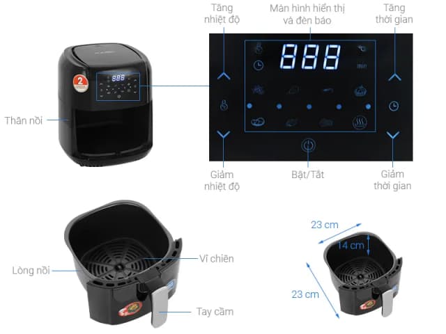 So sánh giá Nồi chiên không dầu Magic Eco 5.5 lít AC-102 rẻ nhất? - Ảnh 8