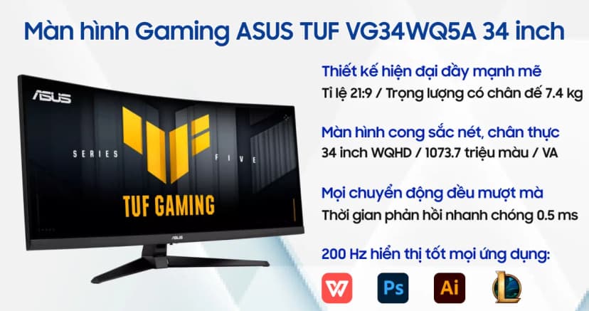 So sánh giá Màn hình Gaming Asus TUF VG34WQ5A (34 inch UWQHD, VA, 200Hz, 0.5ms) - Tìm sản phẩm giá rẻ nhất - Ảnh 3