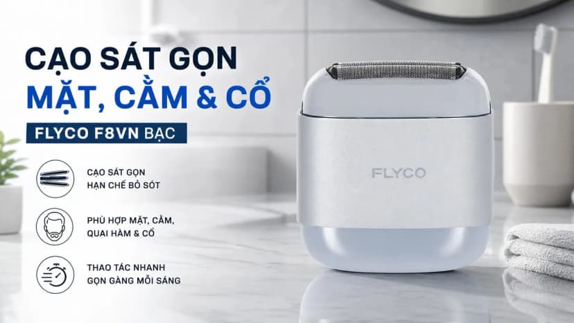 Máy cạo râu khô và ướt Flyco F8VN Bạc - Giá rẻ nhất hôm nay - Ảnh 2