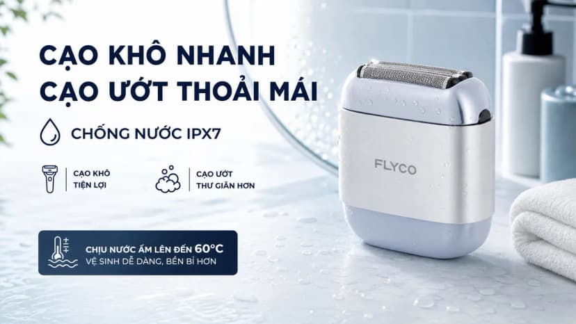 Máy cạo râu khô và ướt Flyco F8VN Bạc - Giá rẻ nhất hôm nay - Ảnh 3