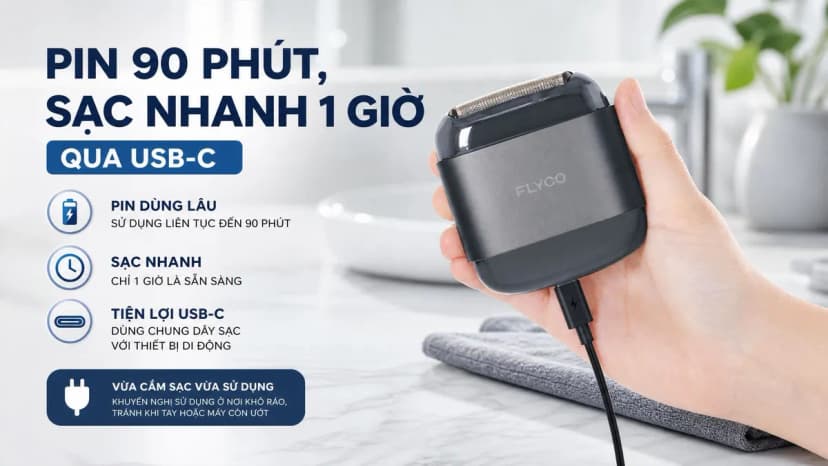 Máy cạo râu khô và ướt Flyco F8VN Xám - Giá rẻ nhất hôm nay - Ảnh 4