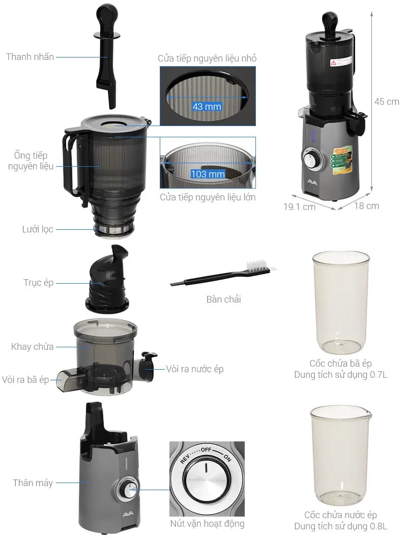 So sánh giá Máy ép chậm AVA SJ-051C - Tìm sản phẩm giá rẻ nhất - Ảnh 2