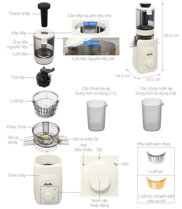 Top 1 so sánh giá Máy ép chậm AVA ZZJ851A - Tìm sản phẩm giá rẻ nhất - Ảnh 2