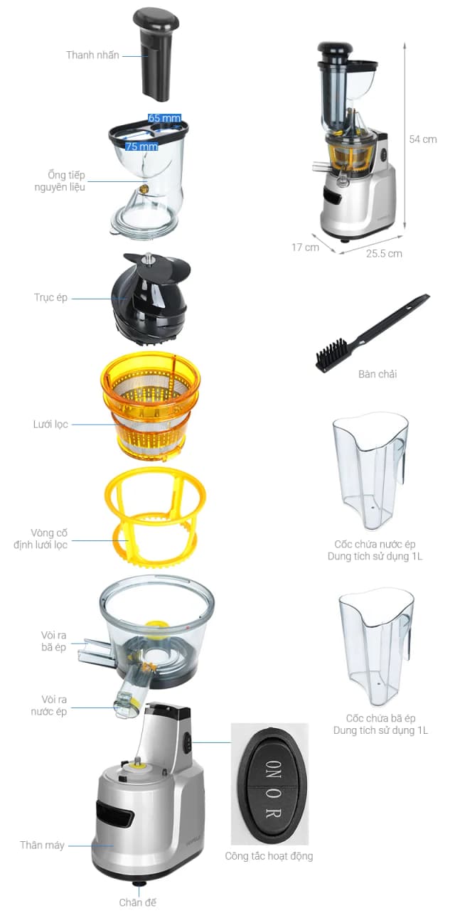 So sánh giá Máy ép chậm Hafele HS-J42S (535.43.392) rẻ nhất? - Ảnh 6