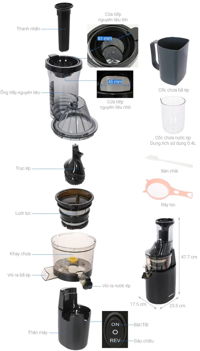 So sánh giá Máy ép chậm Hafele HS-J81SG (535.43.394) rẻ nhất? - Ảnh 10