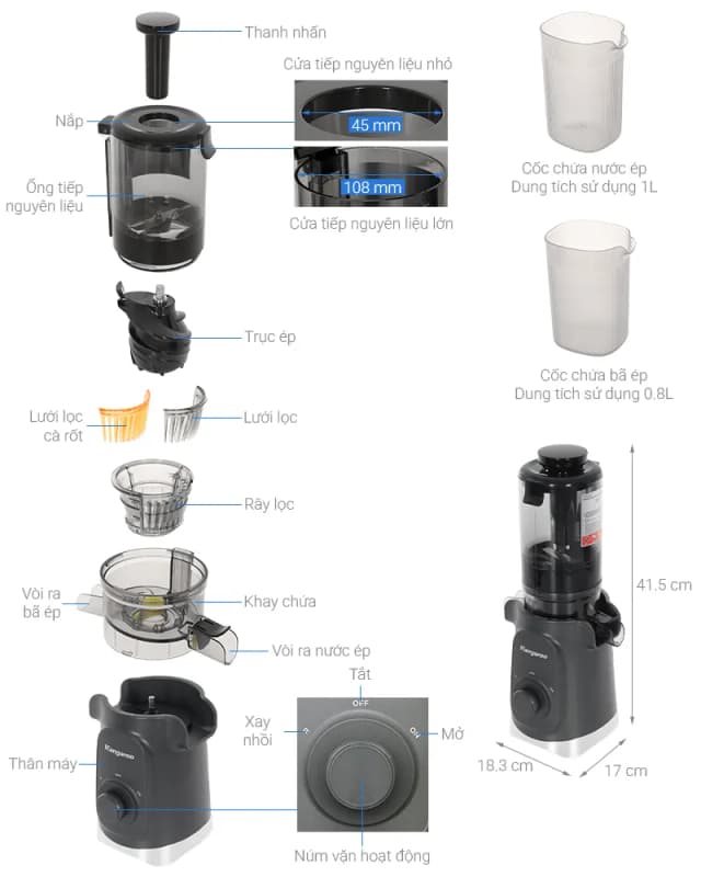 Top 1 so sánh giá Máy ép chậm Kangaroo KGSJ15M1G - Tìm sản phẩm giá rẻ nhất - Ảnh 4