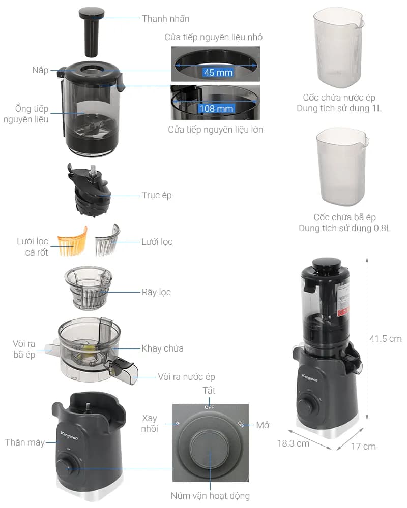 So sánh giá Máy ép chậm Kangaroo KGSJ15M1G - Tìm sản phẩm giá rẻ nhất - Ảnh 4
