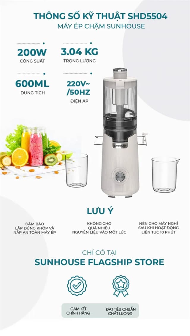 Top 1 so sánh giá Máy ép chậm Sunhouse SHD5504 - Tìm sản phẩm giá rẻ nhất - Ảnh 12