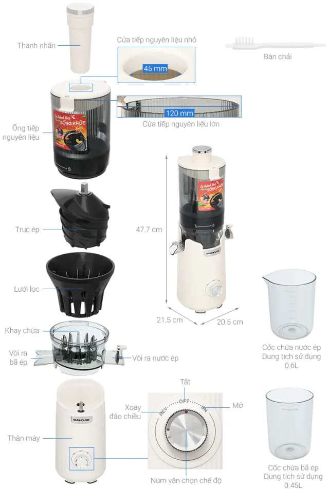 Top 1 so sánh giá Máy ép chậm Sunhouse SHD5504 - Tìm sản phẩm giá rẻ nhất - Ảnh 15