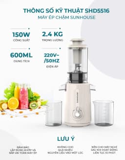 So sánh giá Máy ép chậm Sunhouse SHD5514 - Tìm sản phẩm giá rẻ nhất - Ảnh 5