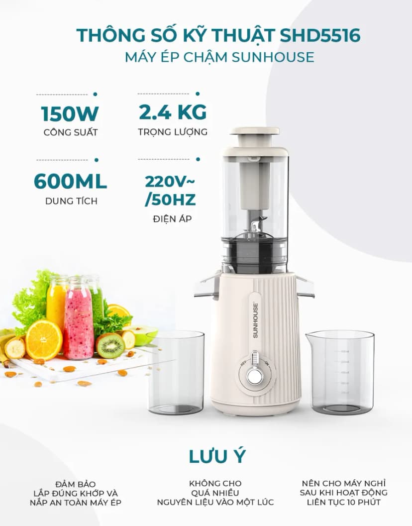 So sánh giá Máy ép chậm Sunhouse SHD5514 - Tìm sản phẩm giá rẻ nhất - Ảnh 5