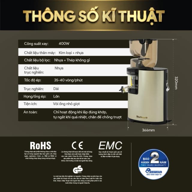 Top 1 so sánh giá Máy ép chậm BlueStone SJB-6578 - Tìm sản phẩm giá rẻ nhất - Ảnh 12