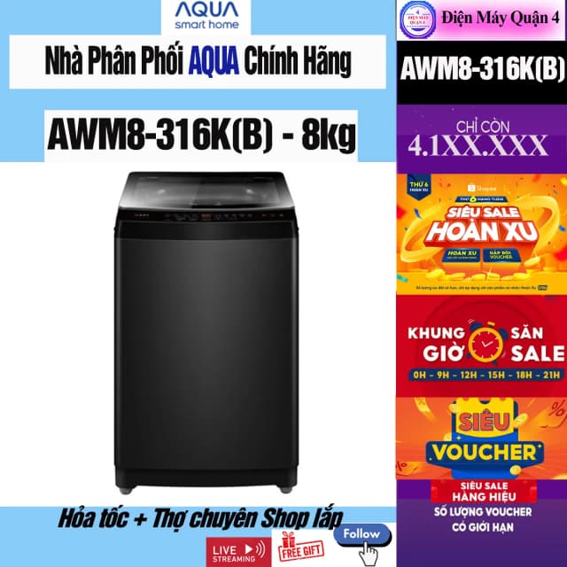 So sánh giá Máy giặt Aqua 8 kg AWM8-316K(B) rẻ nhất? - Ảnh 20