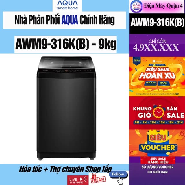 So sánh giá Máy giặt Aqua 9 kg AWM9-316K(B) rẻ nhất? - Ảnh 15