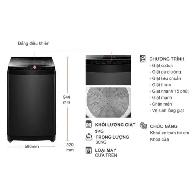 So sánh giá Máy giặt Aqua 9 kg AWM9-316K(B) rẻ nhất? - Ảnh 10