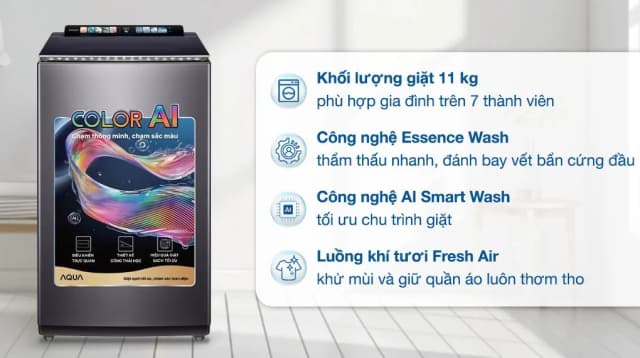 So sánh giá Máy giặt Aqua Inverter 11 kg AWM11-BSR1K(BU) rẻ nhất? - Ảnh 8