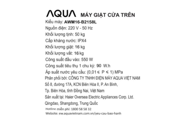 So sánh giá Máy giặt Aqua Inverter 16 kg AWM16-B2158L(B) rẻ nhất? - Ảnh 18