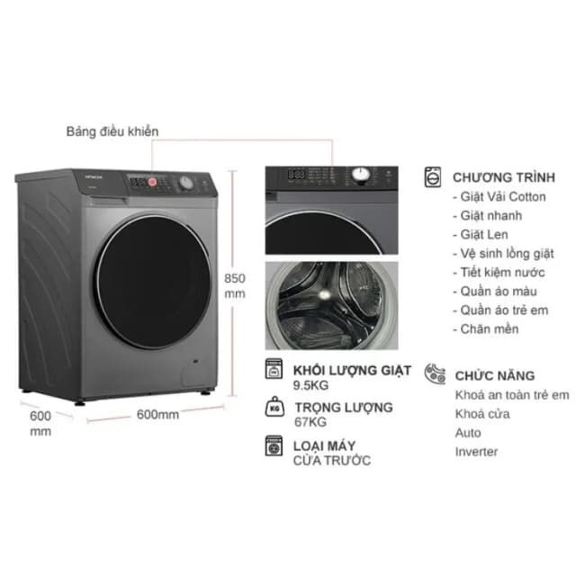 So sánh giá Máy giặt Hitachi Inverter 9.5 kg BD-954HVOS rẻ nhất? - Ảnh 18
