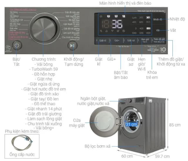 So sánh giá Máy giặt LG AI DD Inverter 10 kg FV1410S4M1 rẻ nhất? - Ảnh 8