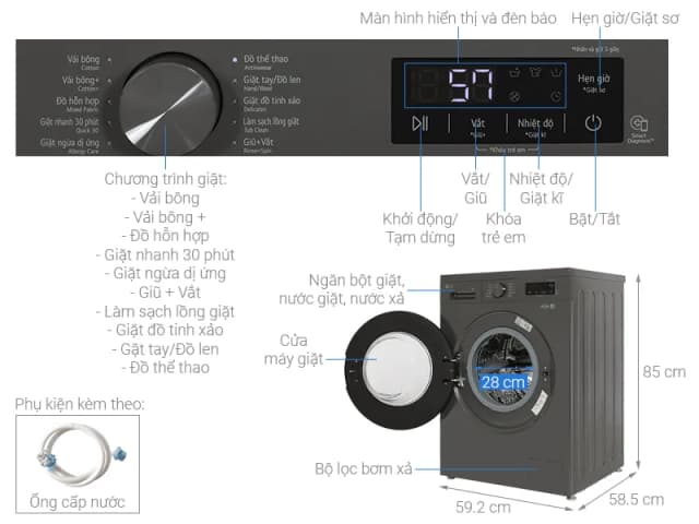 So sánh giá Máy giặt LG Inverter 9 kg FB1209S5M rẻ nhất? - Ảnh 12
