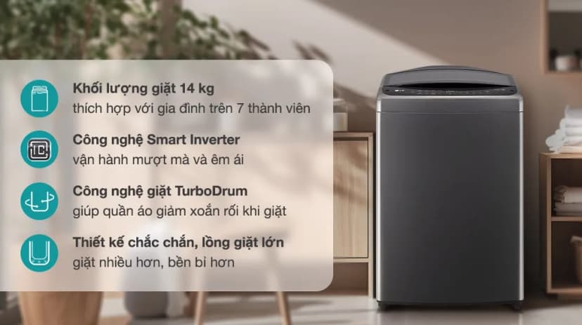 Máy giặt LG TurboDrum Inverter 14 kg T2514VBTB - Giá rẻ nhất hôm nay - Ảnh 5