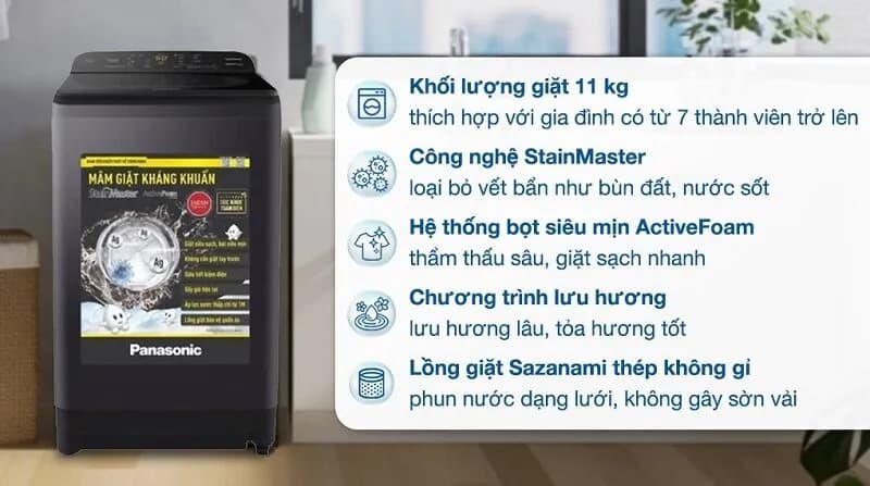 Máy giặt Panasonic 11 kg NA-F110A9BRV - Giá rẻ nhất hôm nay - Ảnh 9