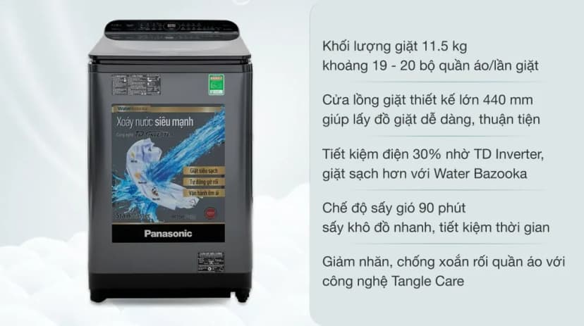 Máy giặt Panasonic Inverter 11 kg NA-22VDG1BVT - Giá rẻ nhất hôm nay - Ảnh 15