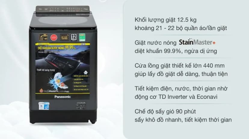 Máy giặt Panasonic Inverter 12 kg NA-24VDG1BVT - Giá rẻ nhất hôm nay - Ảnh 7