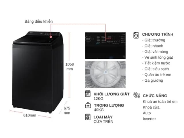 So sánh giá Máy giặt Samsung Inverter 12 kg WA12CG5745BVSV rẻ nhất? - Ảnh 10