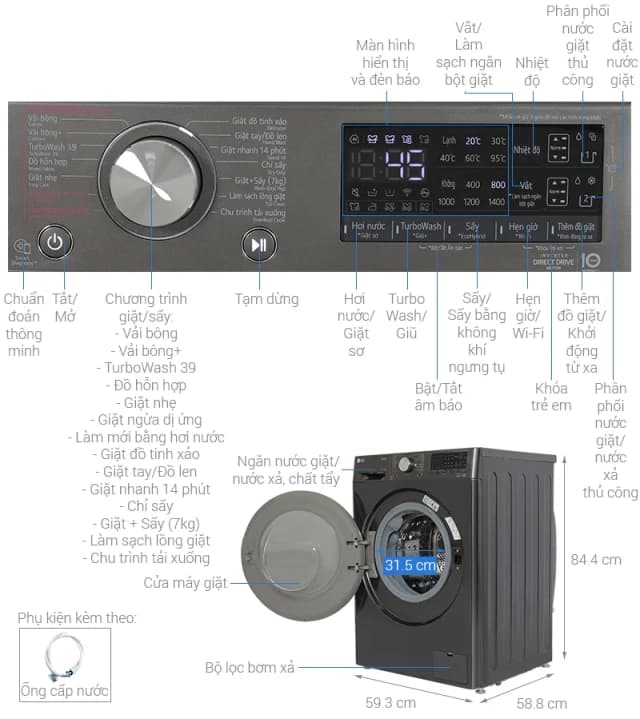 So sánh giá Máy giặt sấy LG Inverter giặt 12 kg - sấy 7 kg FV1412H3BA rẻ nhất? - Ảnh 7