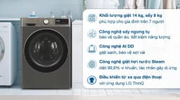 Máy giặt sấy LG AI DD Inverter giặt 14 kg - sấy 8 kg FV1414H3BA - Giá rẻ nhất hôm nay - Ảnh 3