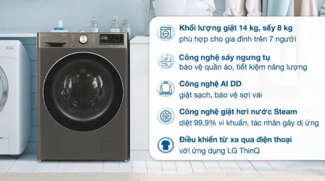 So sánh giá Máy giặt sấy LG AI DD Inverter giặt 14 kg - sấy 8 kg FV1414H3BA rẻ nhất? - Ảnh 3
