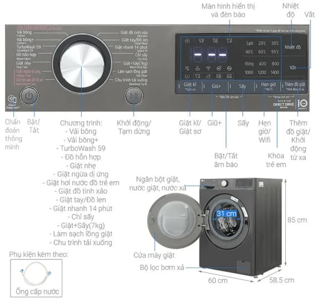 So sánh giá Máy giặt sấy LG Inverter giặt 11 kg - sấy 7 kg FV1411D4B rẻ nhất? - Ảnh 3