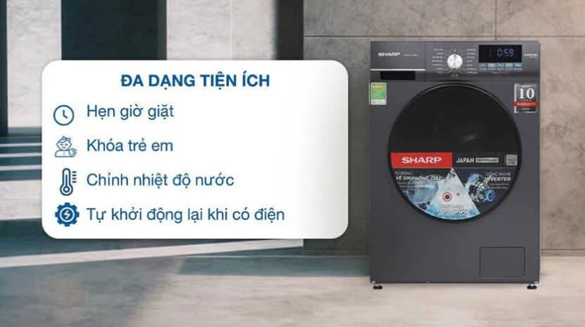 Máy giặt Sharp Inverter 9 kg ES-FM90CB-SB - Giá rẻ nhất hôm nay - Ảnh 11