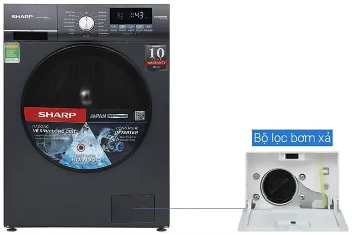Máy giặt Sharp Inverter 9 kg ES-FM90CB-SB - Giá rẻ nhất hôm nay - Ảnh 14