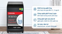 Máy giặt Toshiba 8 kg AW-M905BV(MK) - Giá rẻ nhất hôm nay - Ảnh 2