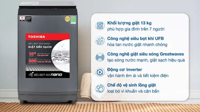So sánh giá Máy giặt Toshiba Inverter 13 kg AW-DUM1400LV (MK) rẻ nhất? - Ảnh 2