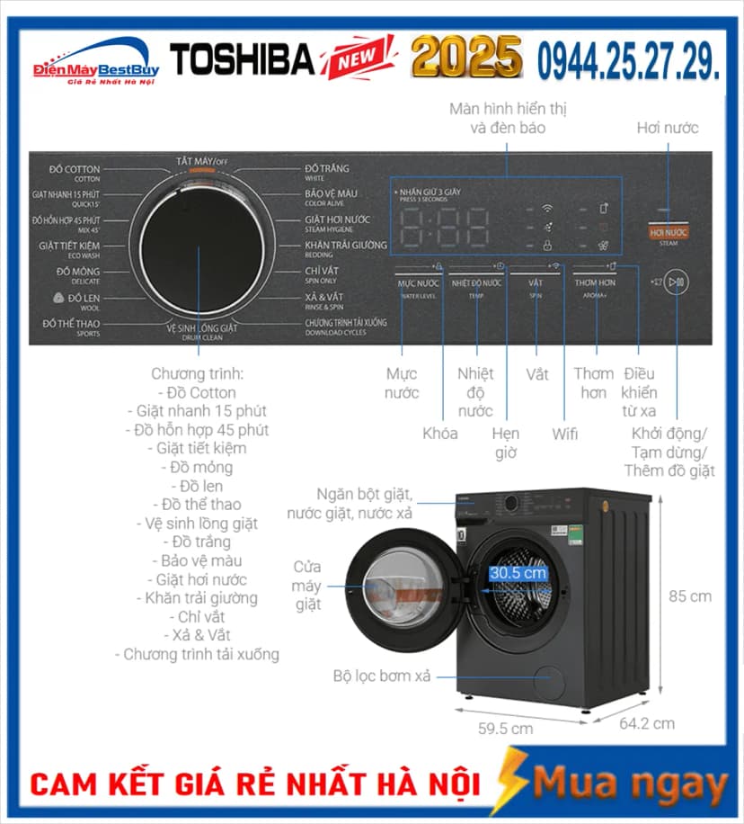 Máy giặt Toshiba Inverter 12 kg TW-T33B130UWV(MK) - Giá rẻ nhất hôm nay - Ảnh 18