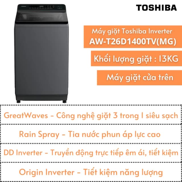 So sánh giá Máy giặt Toshiba Inverter 13 kg AW-T26D1400TV (MG) rẻ nhất? - Ảnh 17