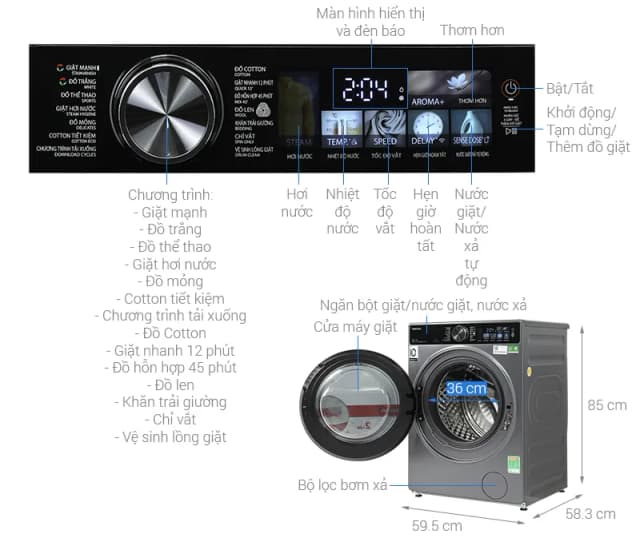 So sánh giá Máy giặt Toshiba Inverter 13 kg TW-T25BZP140MWV(MG) rẻ nhất? - Ảnh 6