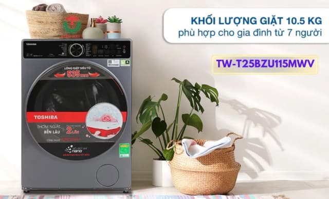 So sánh giá Máy giặt Toshiba Inverter 10.5 kg TW-T25BZU115MWV(MG) rẻ nhất? - Ảnh 8
