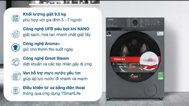 So sánh giá Máy giặt Toshiba Inverter 9.5 kg TW-T21BU105UWV(MG) rẻ nhất? - Ảnh 7