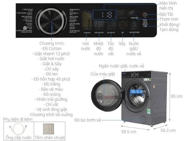 So sánh giá Máy giặt Toshiba Inverter 10.5 kg TW-T25BU115MWV(MG) rẻ nhất? - Ảnh 5